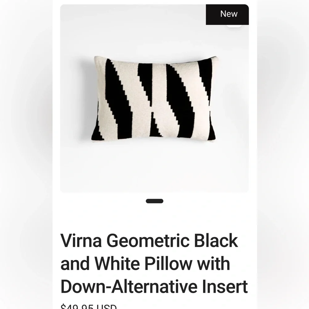 CRATE&BARREL THROW PILLOW SHAM VIRNA GEO/PILLOW/INK BLACK/WOOLEN IVORY 22X 15